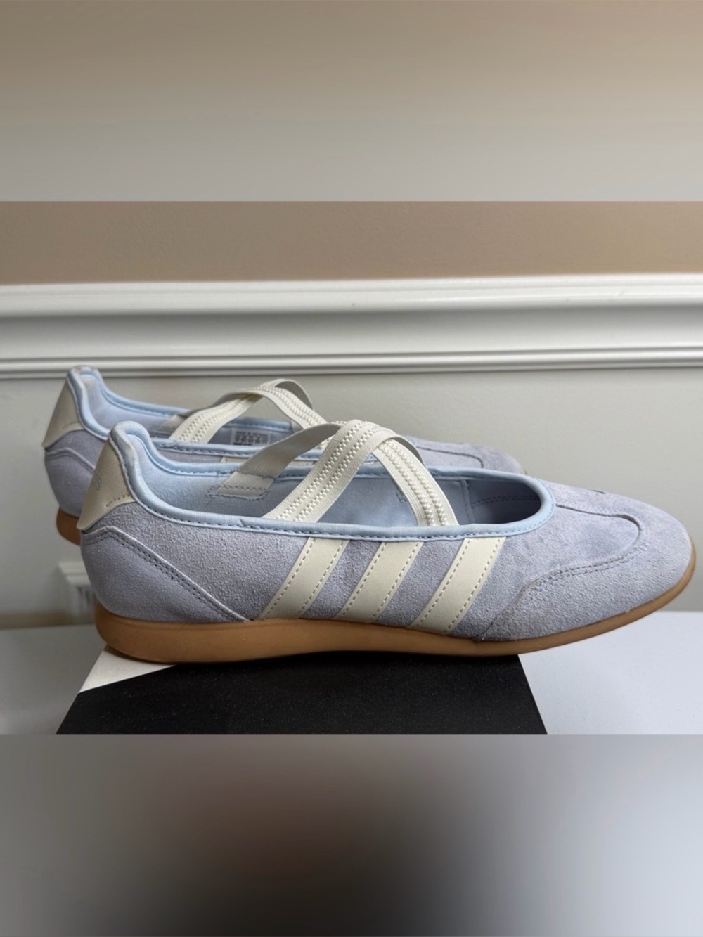 adidas Light Blue Suede Mary Jane Sneakers with Cream Straps, size 11